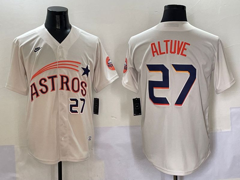 Men Houston Astros #27 Altuve Cream Five generations Joint Name 2025 Nike MLB Jersey style 4->houston astros->MLB Jersey